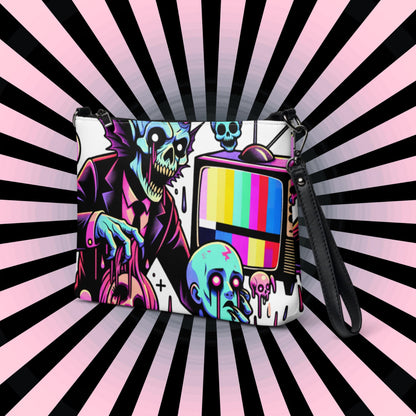 Weirdcore Pastel Goth Scene Zombie TV Punkrock Clutch Bag Gothic Grunge Purse Crossbody Bag