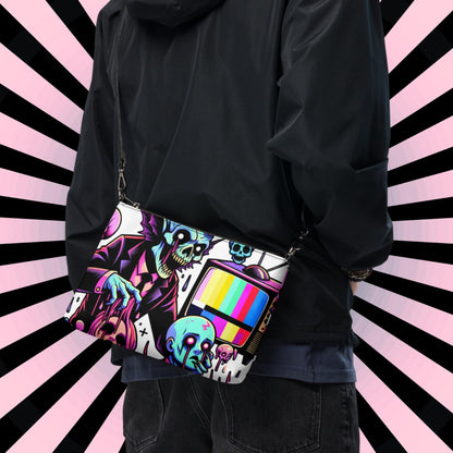 Weirdcore Pastel Goth Scene Zombie TV Punkrock Clutch Bag Gothic Grunge Purse Crossbody Bag