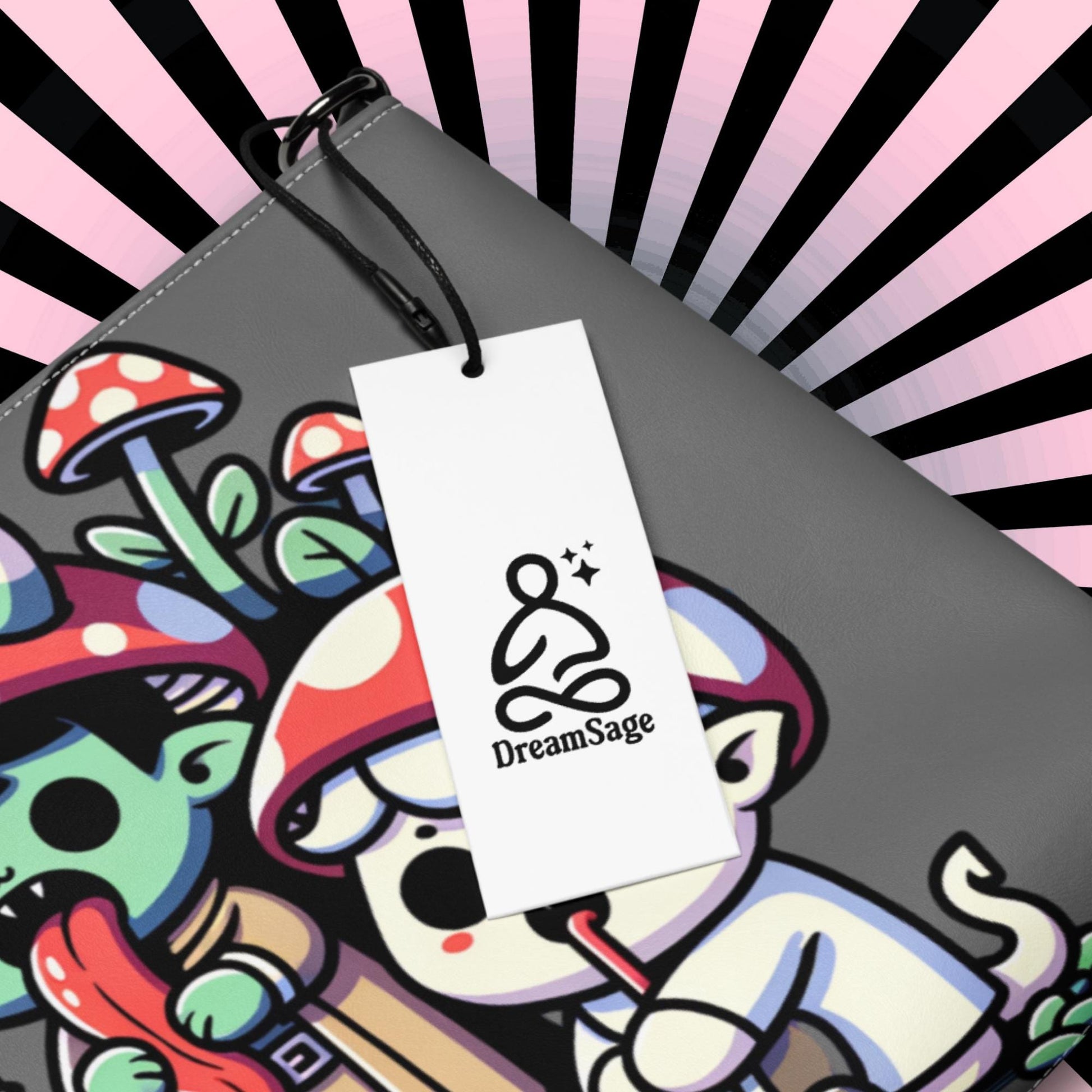 Grey Weirdcore Pastel Goth Scene Zombie Mushroom Kids Kidcore Clutch Bag Gothic Grunge Purse Crossbody Bag