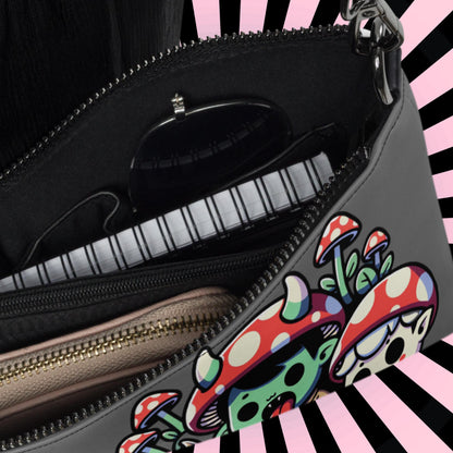 Grey Weirdcore Pastel Goth Scene Zombie Mushroom Kids Kidcore Clutch Bag Gothic Grunge Purse Crossbody Bag
