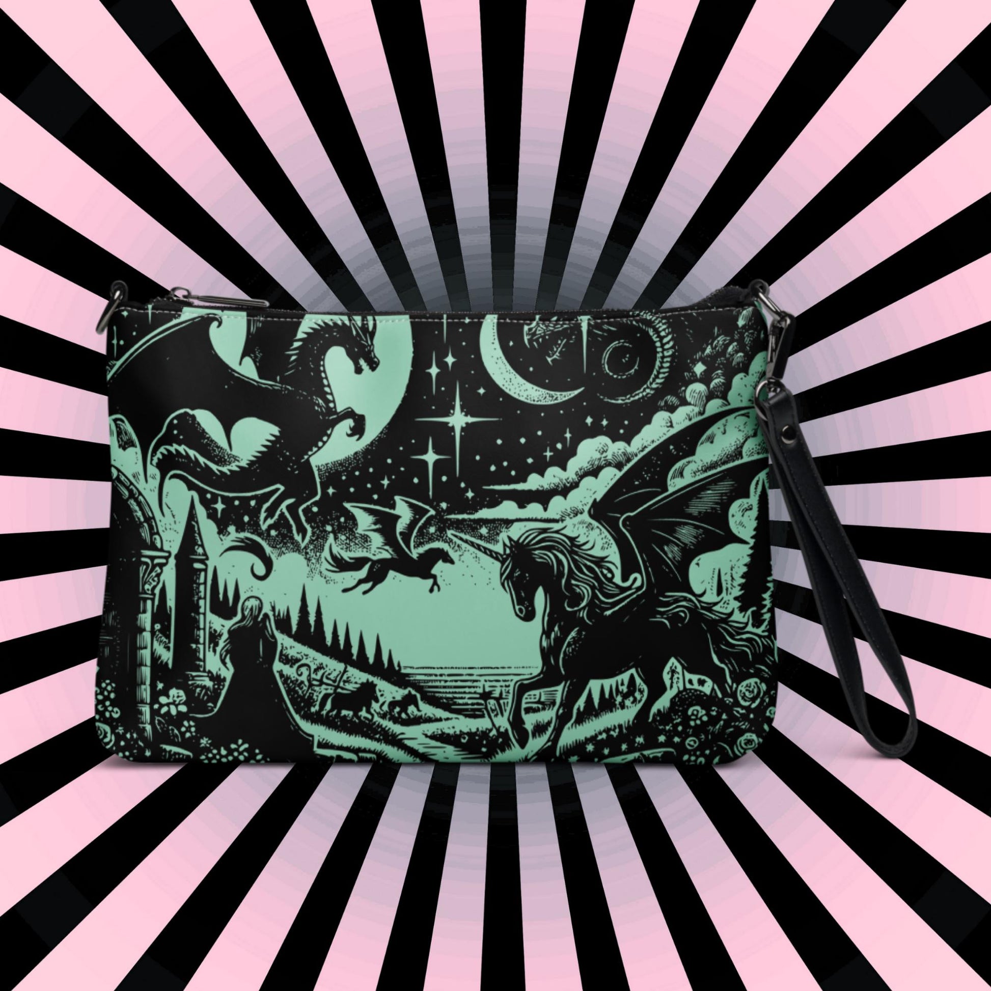 Jade Gothic Scene Pastel Goth Scene Dragon Unicorn Clutch Bag Gothic Grunge Purse Crossbody Bag