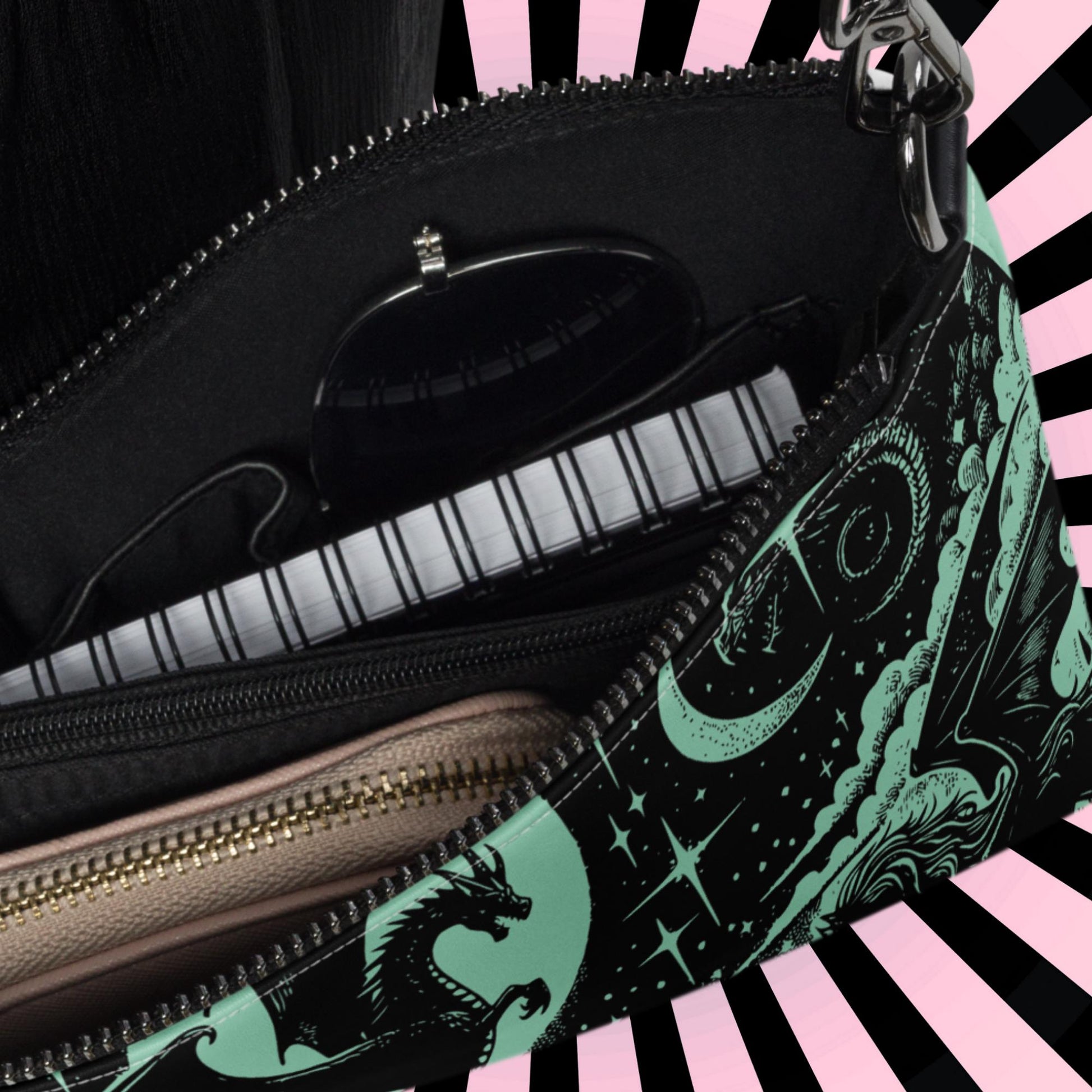 Jade Gothic Scene Pastel Goth Scene Dragon Unicorn Clutch Bag Gothic Grunge Purse Crossbody Bag