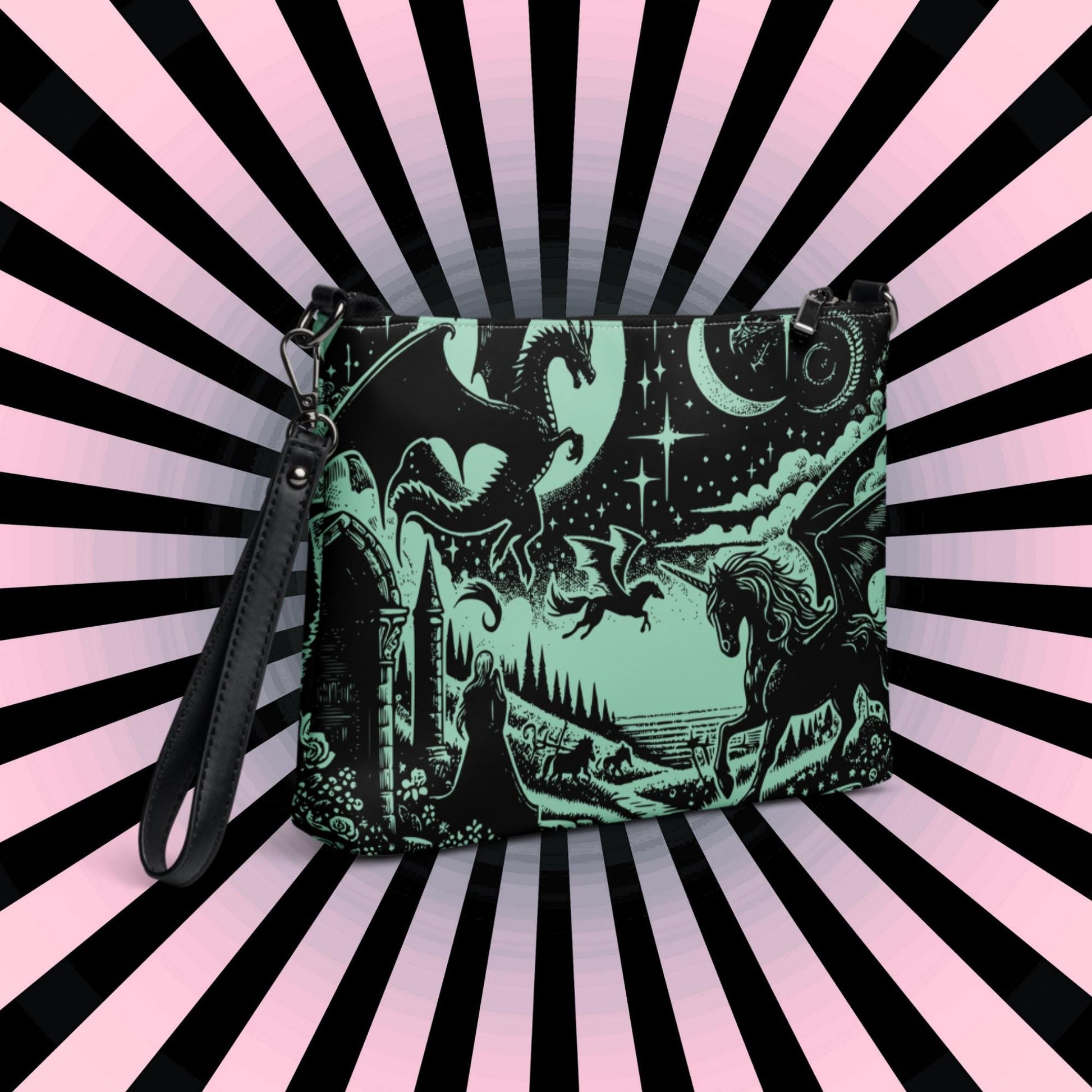 Jade Gothic Scene Pastel Goth Scene Dragon Unicorn Clutch Bag Gothic Grunge Purse Crossbody Bag