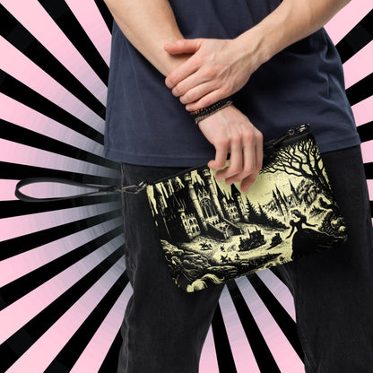 Yellow Pastel Goth Scene Goth Girl Castle Scenery Clutch Bag Gothic Grunge Purse Crossbody Bag