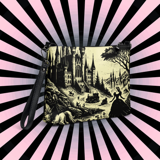 Yellow Pastel Goth Scene Goth Girl Castle Scenery Clutch Bag Gothic Grunge Purse Crossbody Bag