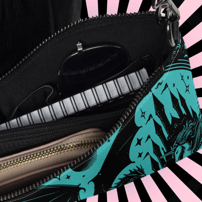 Teal Pastel Goth Scene Dragon Unicorn Clutch Bag Gothic Grunge Purse Crossbody Bag