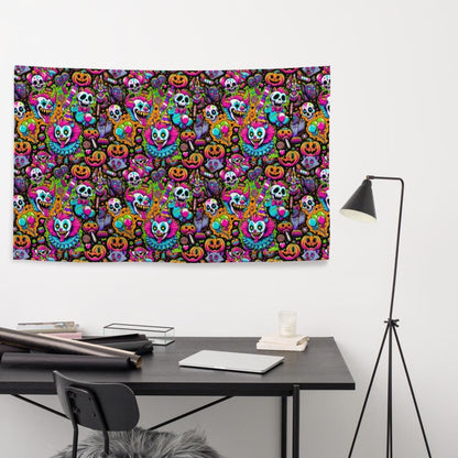 Decorative Weirdcore Neon Clowncore Flag Repeat Pattern Creepy Cute Clowns Kidcore Flag Gift