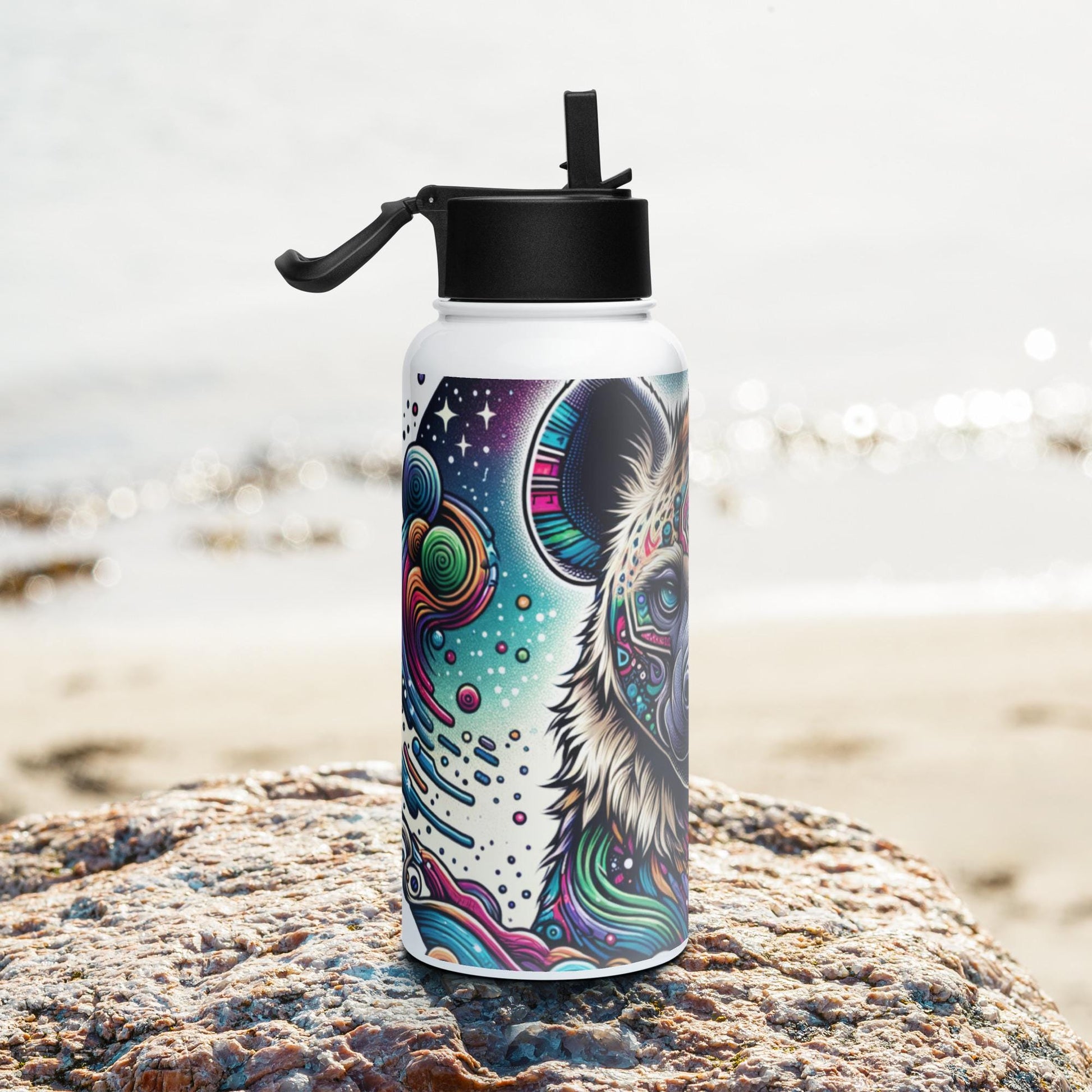 Shaman Hyena Neon Goth Grunge Weirdcore Tumbler Stainless Steel Water Bottle with Straw & Lid
