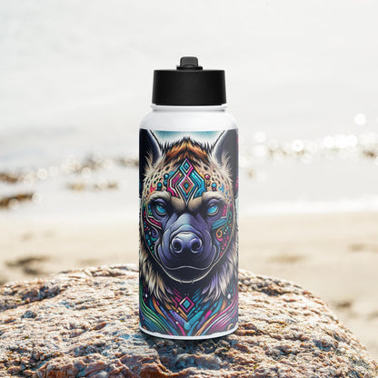 Shaman Hyena Neon Goth Grunge Weirdcore Tumbler Stainless Steel Water Bottle with Straw & Lid
