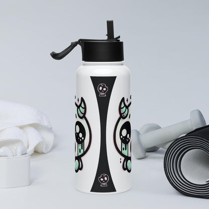Creepy Cute Kawaii Pastel Grunge Weirdcore Demon Angel Stainless Steel Water Bottle with Straw & Lid