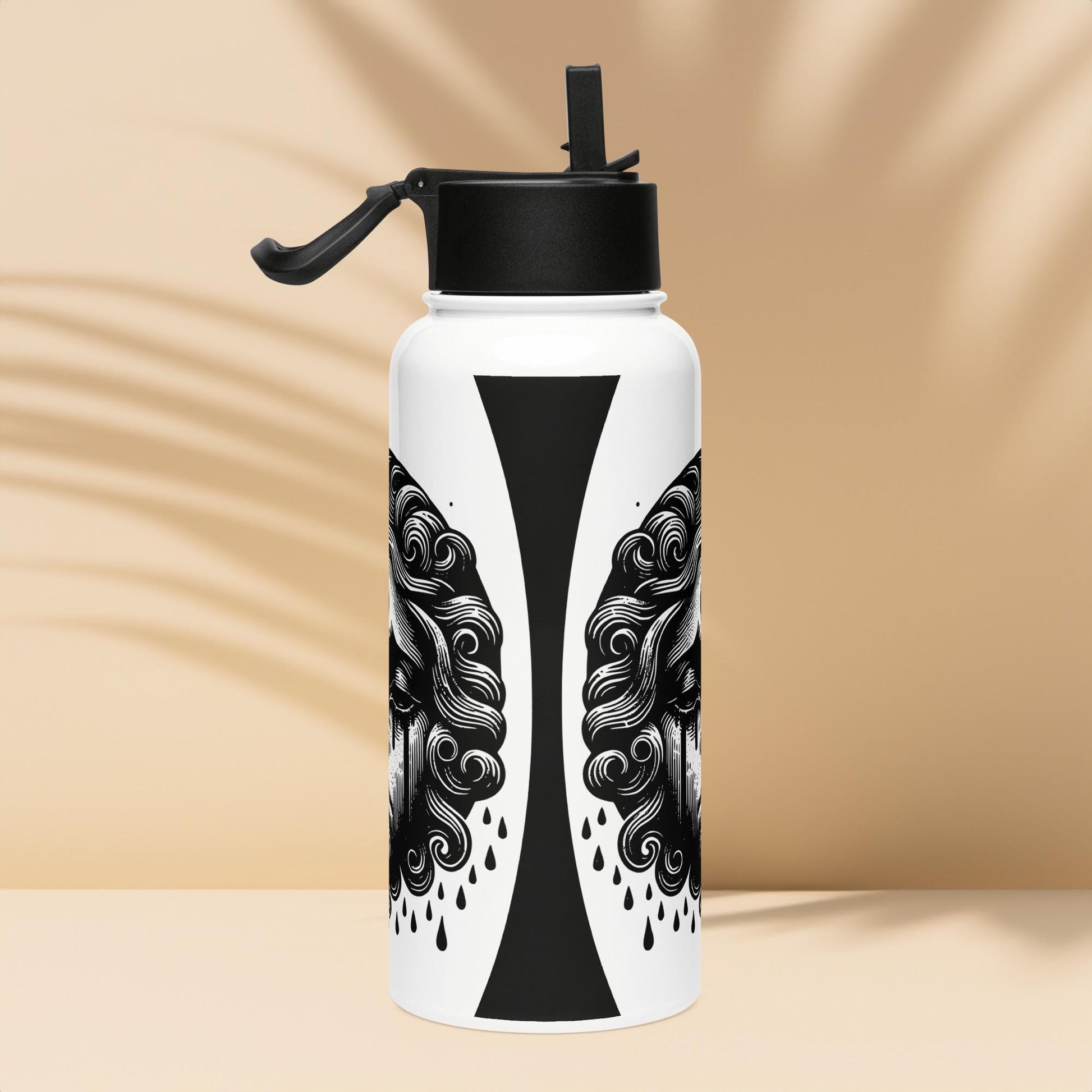 Goth Grunge Crying Cherub Darkcore Gothic Tumbler Stainless Steel Water Bottle with Straw & Lid