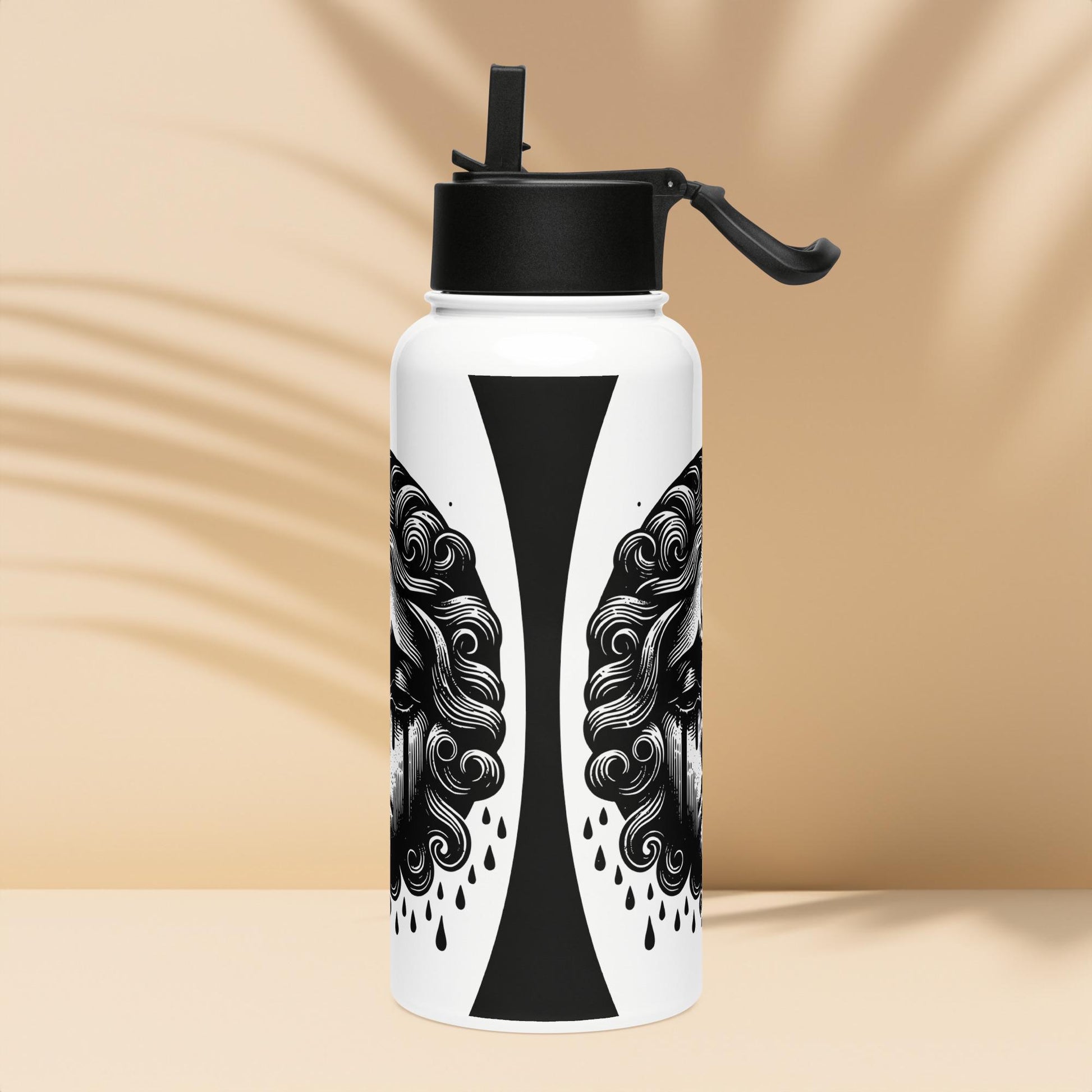 Goth Grunge Crying Cherub Darkcore Gothic Tumbler Stainless Steel Water Bottle with Straw & Lid