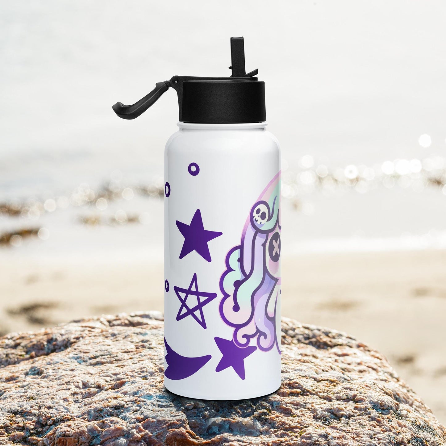 Creepy Cute Weirdcore Kawaii Medusa Pastel Goth Grunge Tumbler Stainless Steel Water Bottle with Straw & Lid