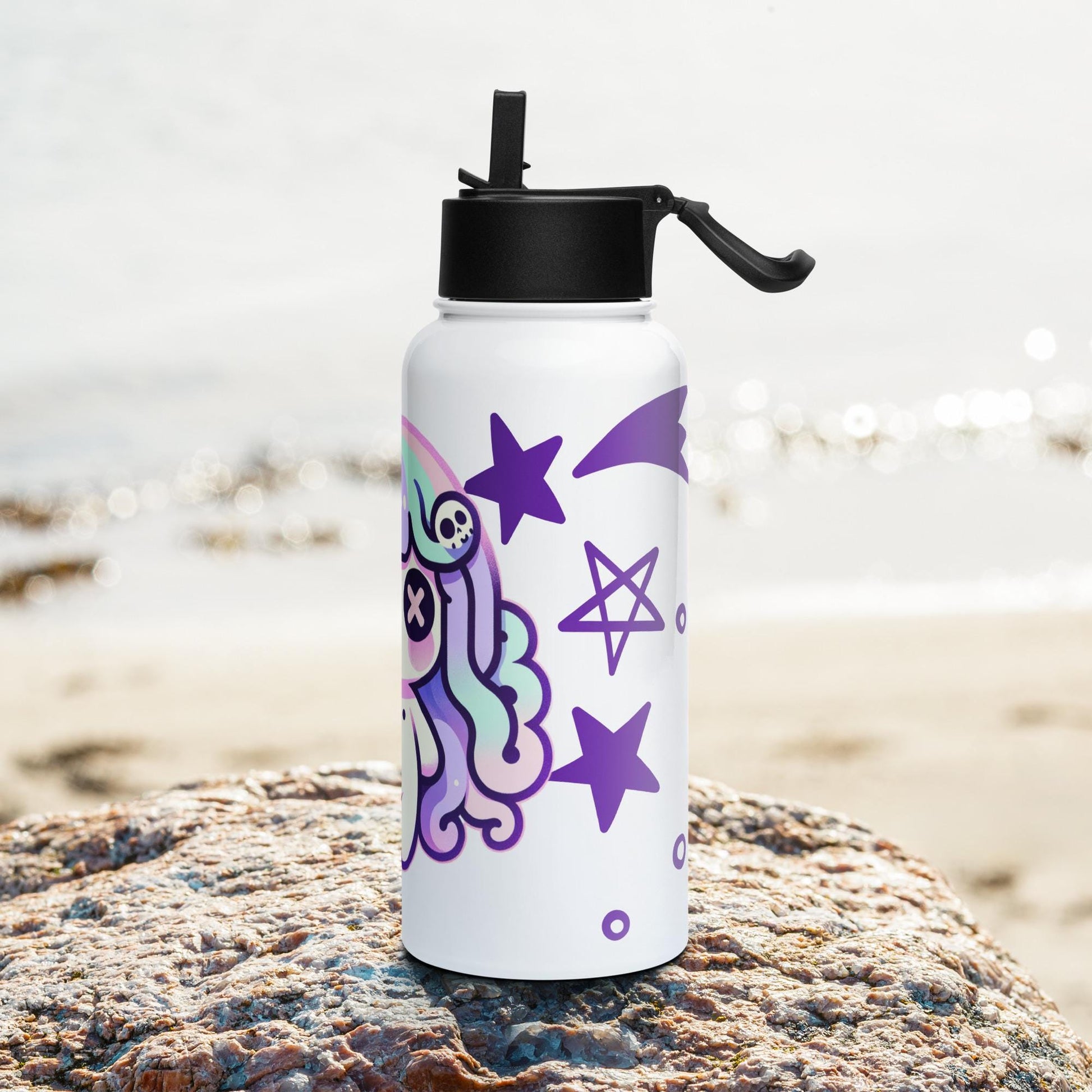 Creepy Cute Weirdcore Kawaii Medusa Pastel Goth Grunge Tumbler Stainless Steel Water Bottle with Straw & Lid