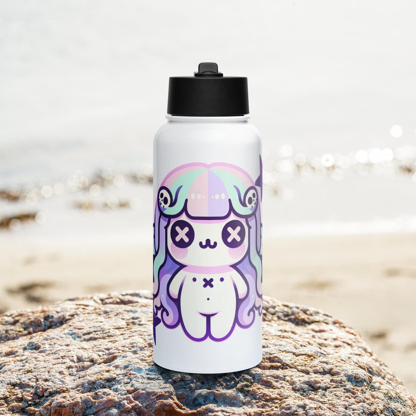 Creepy Cute Weirdcore Kawaii Medusa Pastel Goth Grunge Tumbler Stainless Steel Water Bottle with Straw & Lid