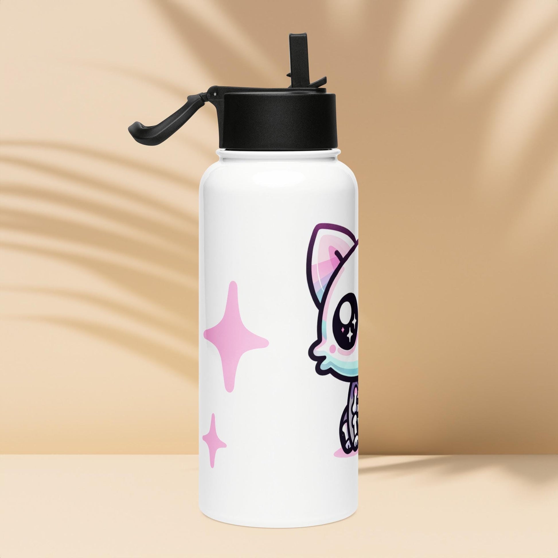 Creepy Cute Skeleton Weirdcore Pastel Grunge Kitty Cat Tumbler Stainless Steel Water Bottle with Straw & Lid