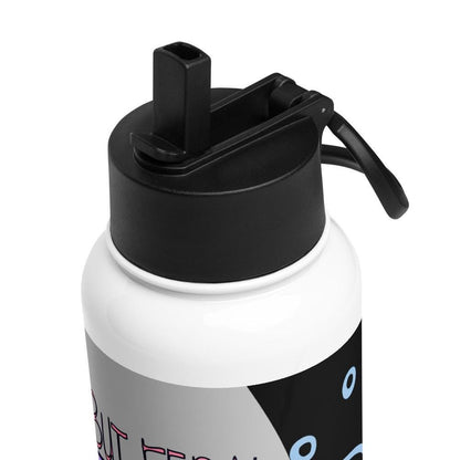Cute But Feral Weirdcore Raccoon Pastel Grunge Goth Tumbler Stainless Steel Water Bottle with Straw & Lid