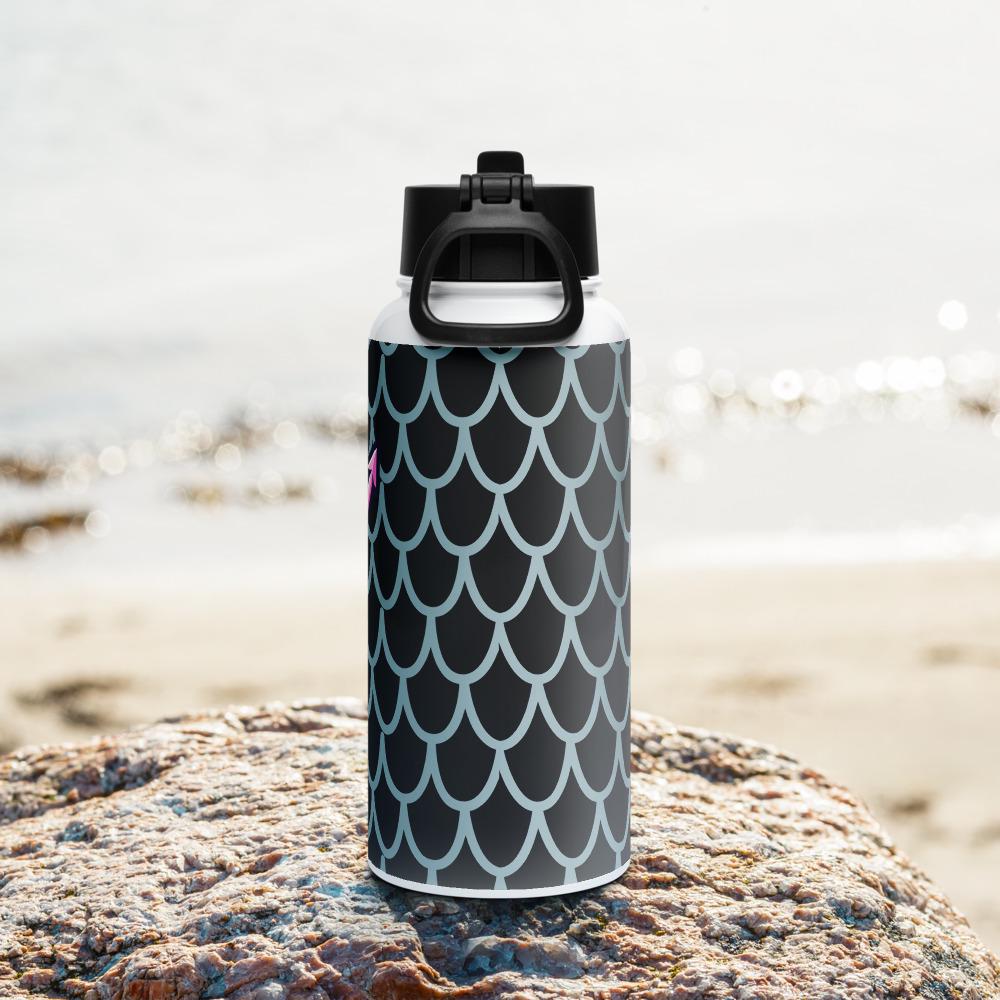 Creepy Cute Weirdcore Gore Mermade Grunge Pastel Goth Scale Pattern Stainless Steel Water Bottle with Straw & Lid