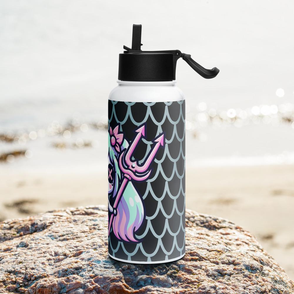 Creepy Cute Weirdcore Gore Mermade Grunge Pastel Goth Scale Pattern Stainless Steel Water Bottle with Straw & Lid