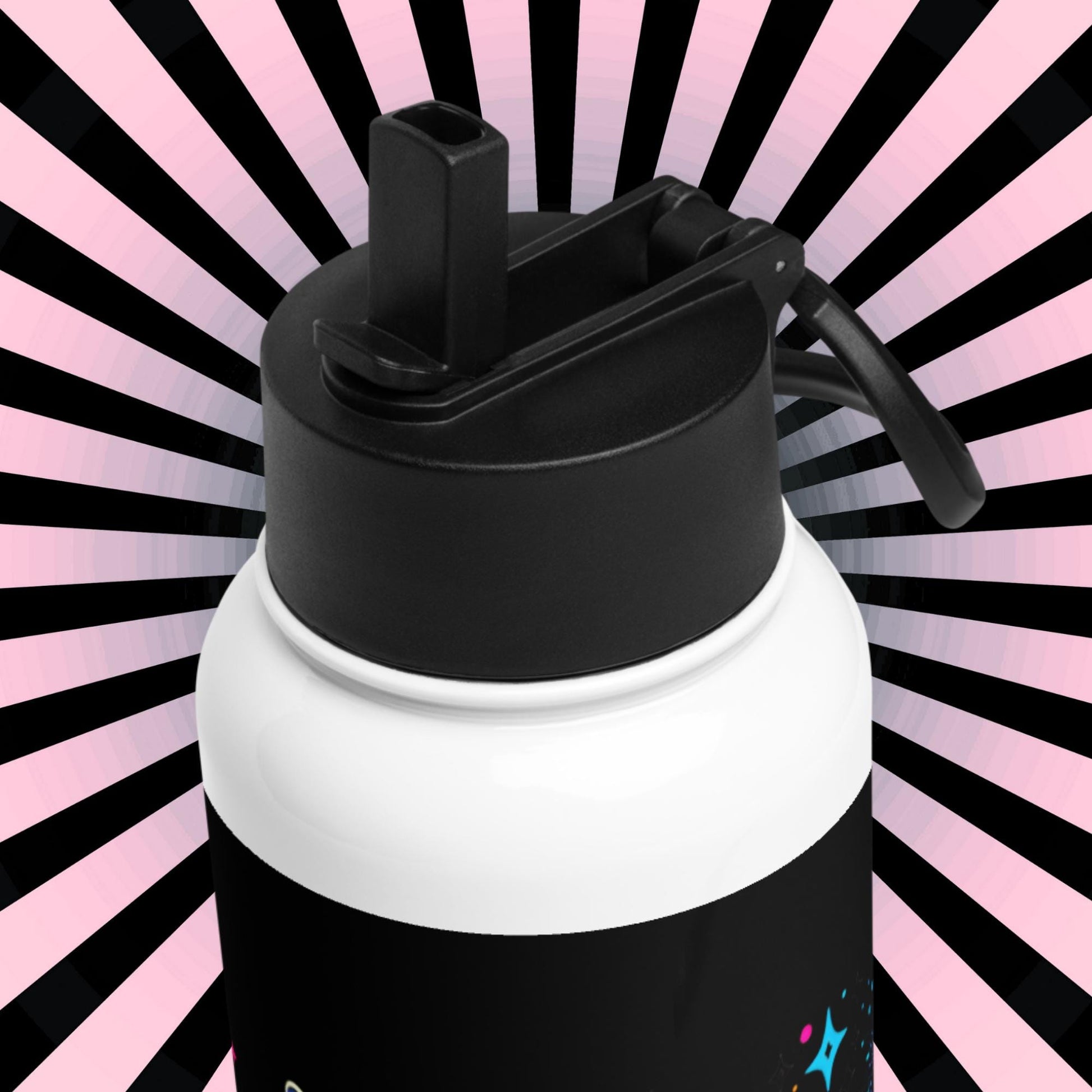 Magical Neon Goth Grunge Hyena Tumbler Stainless Steel Water Bottle with Straw & Lid