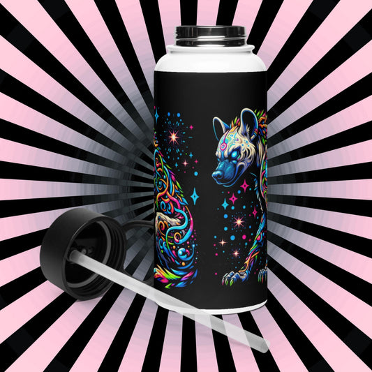 Magical Neon Goth Grunge Hyena Tumbler Stainless Steel Water Bottle with Straw & Lid