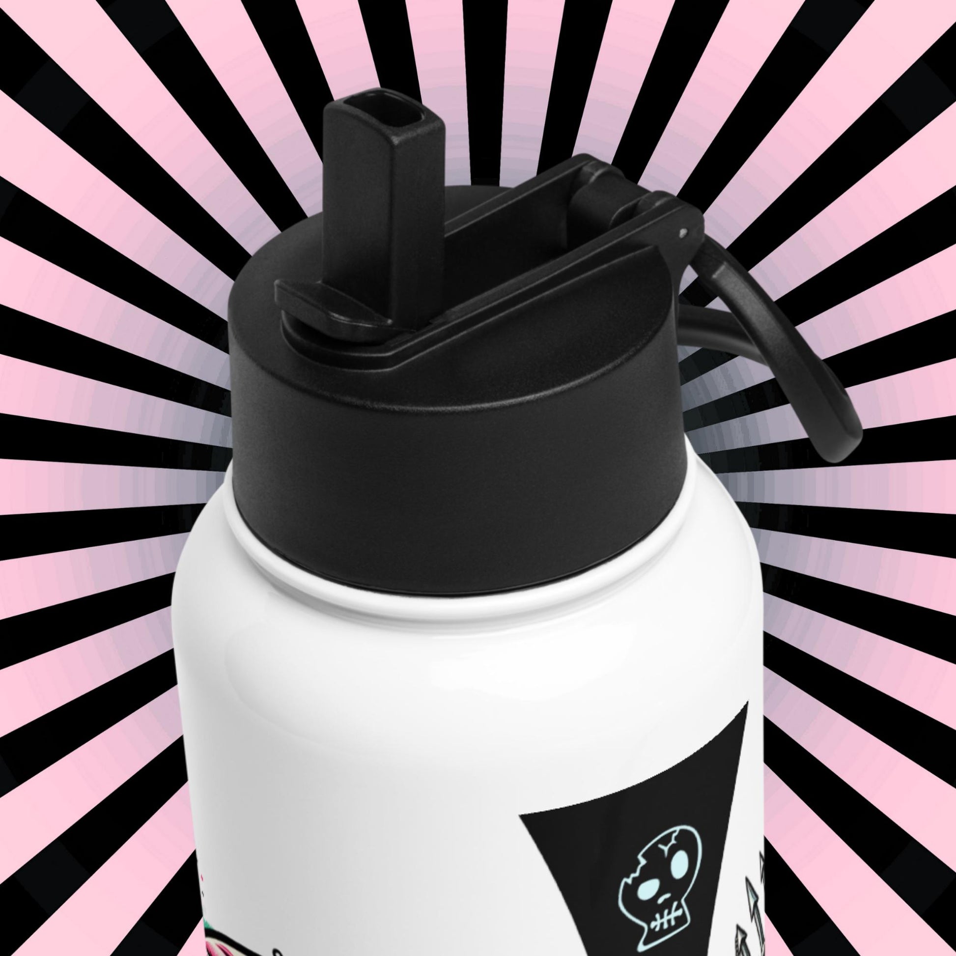 Weirdcore Christmas Ghouls Skulls Goth Grunge Tumbler Stainless Steel Water Bottle with Straw & Lid