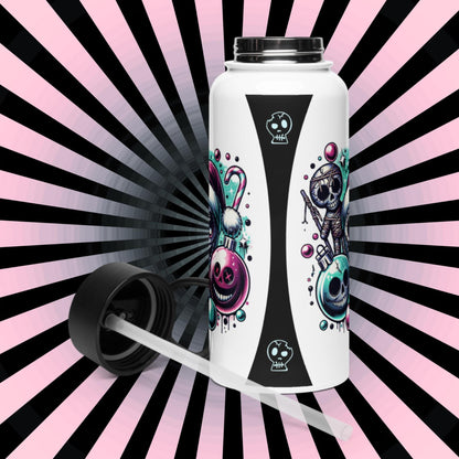 Creepy Weirdcore Christmas Demon Haunted Ornaments Grunge Goth Tumbler Stainless Steel Water Bottle with Straw & Lid