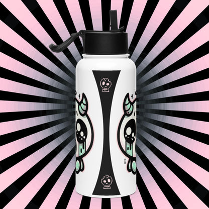 Creepy Cute Kawaii Pastel Grunge Weirdcore Demon Angel Stainless Steel Water Bottle with Straw & Lid