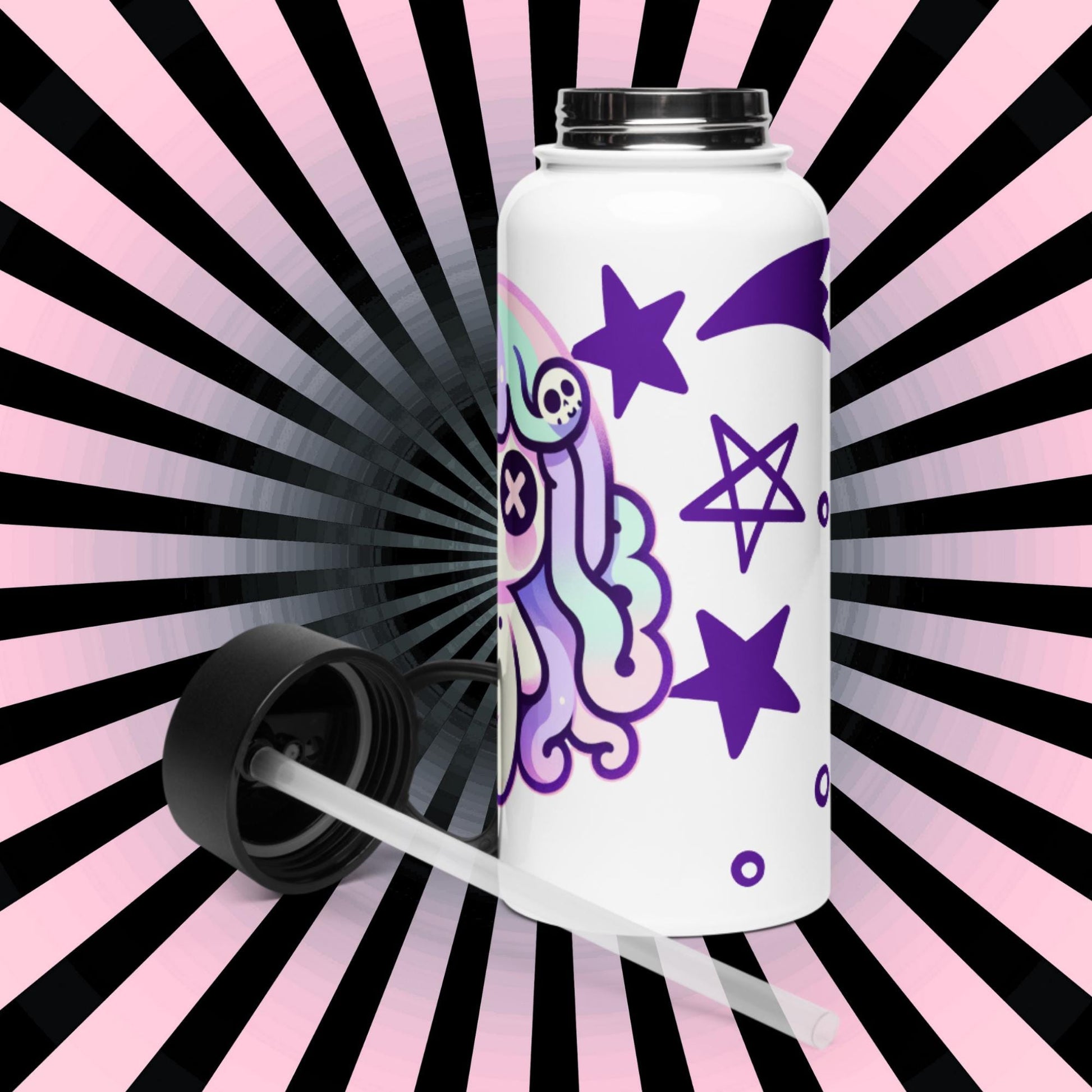 Creepy Cute Weirdcore Kawaii Medusa Pastel Goth Grunge Tumbler Stainless Steel Water Bottle with Straw & Lid