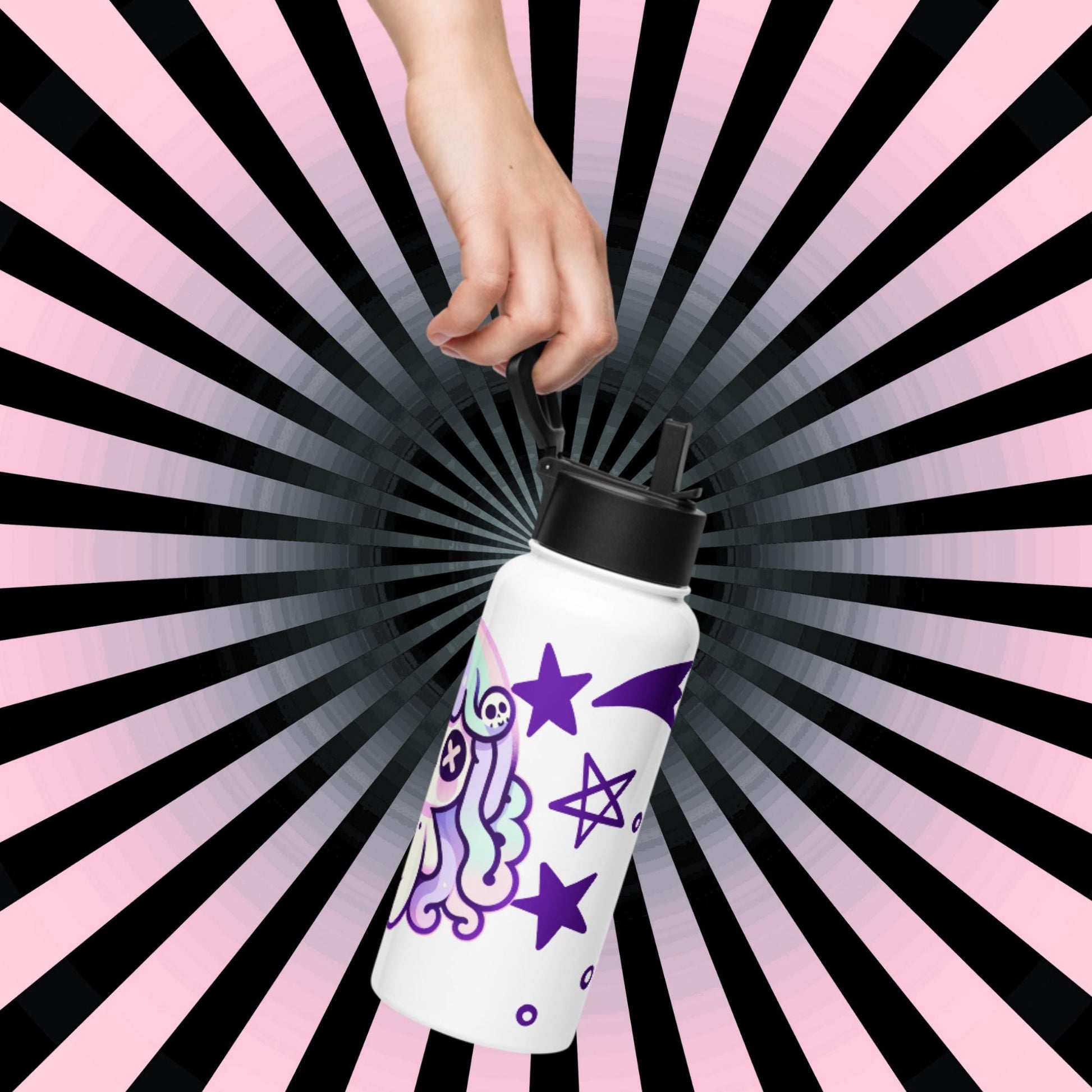 Creepy Cute Weirdcore Kawaii Medusa Pastel Goth Grunge Tumbler Stainless Steel Water Bottle with Straw & Lid