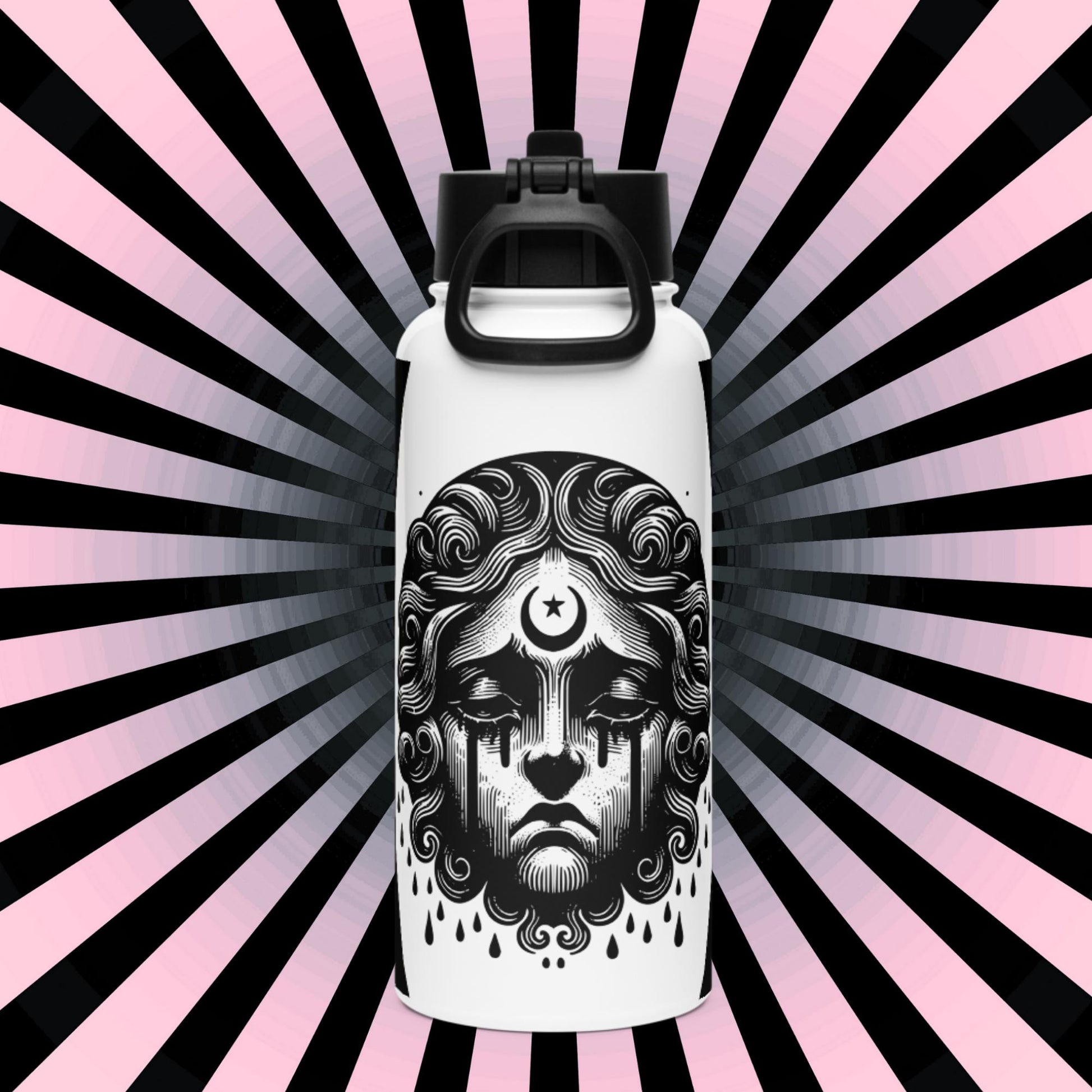 Goth Grunge Crying Cherub Darkcore Gothic Tumbler Stainless Steel Water Bottle with Straw & Lid