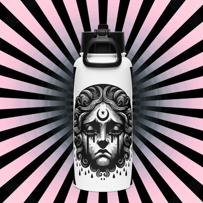 Goth Grunge Crying Cherub Darkcore Gothic Tumbler Stainless Steel Water Bottle with Straw & Lid