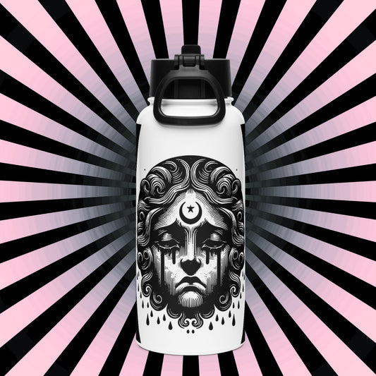 Goth Grunge Crying Cherub Darkcore Gothic Tumbler Stainless Steel Water Bottle with Straw & Lid