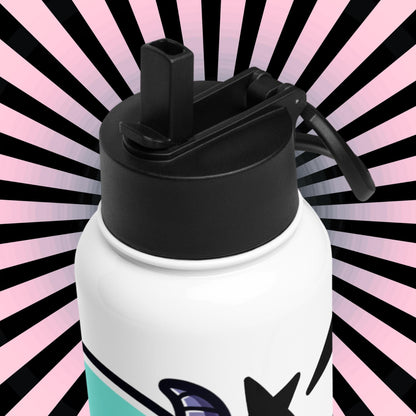 Creepy Cute Kawaii Anime Demon Boy Weirdcore Tumbler Stainless Steel Water Bottle with Straw & Lid