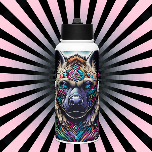 Shaman Hyena Neon Goth Grunge Weirdcore Tumbler Stainless Steel Water Bottle with Straw & Lid