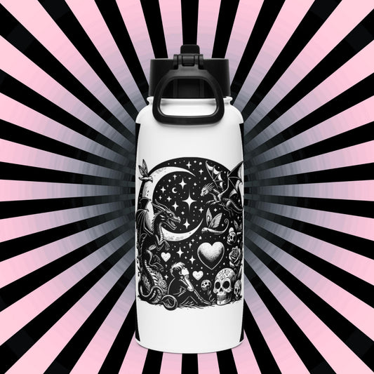 Darkcore Gothic Grunge Boy Starry Goth Night Tumbler Stainless Steel Water Bottle with Straw & Lid