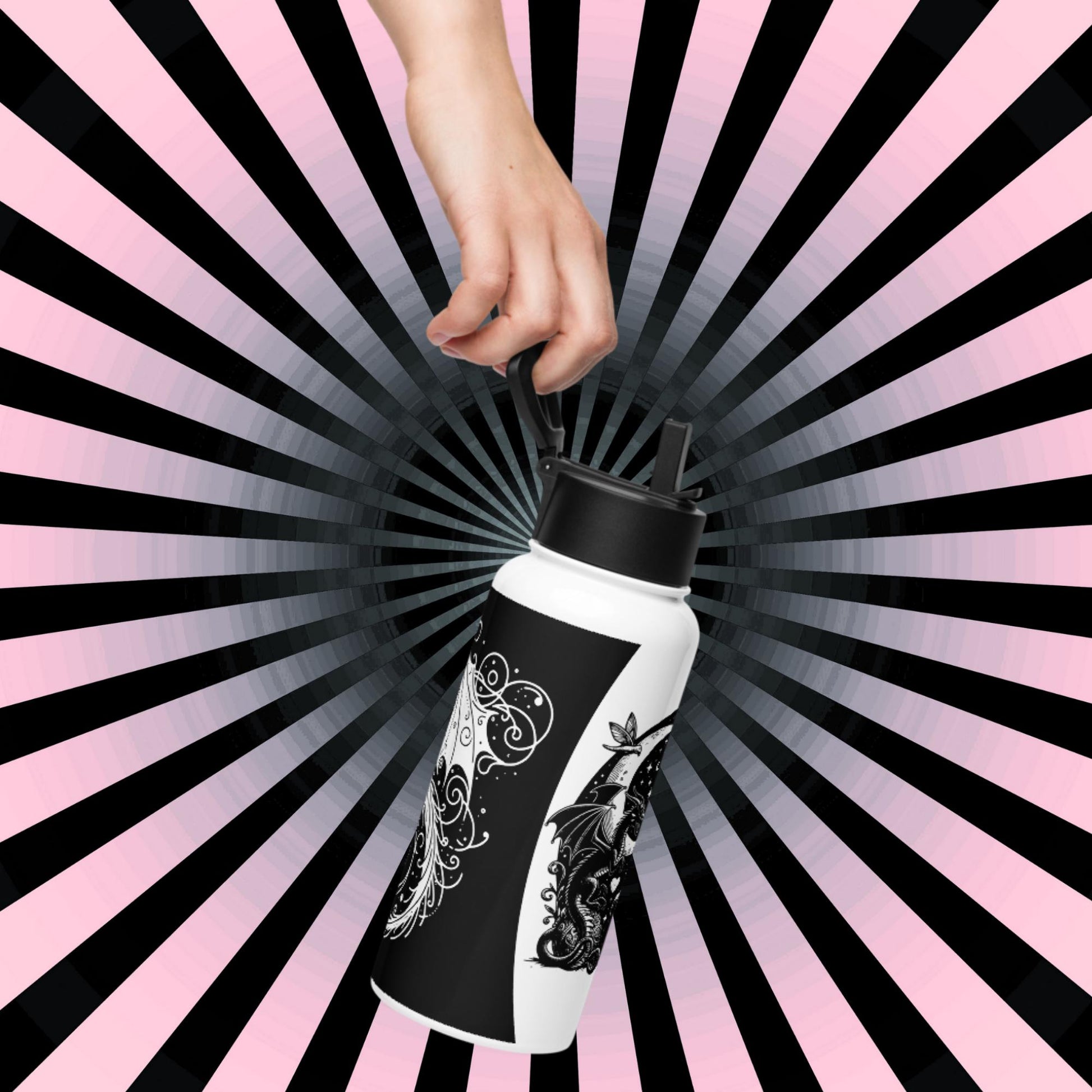 Darkcore Gothic Grunge Boy Starry Goth Night Tumbler Stainless Steel Water Bottle with Straw & Lid