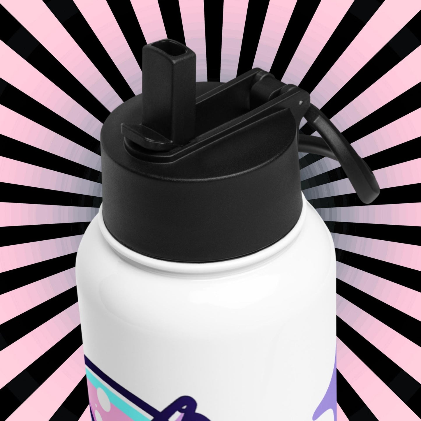 Creepy Cute Skeleton Weirdcore Pastel Grunge Unicorn Tumbler Stainless Steel Water Bottle with Straw & Lid
