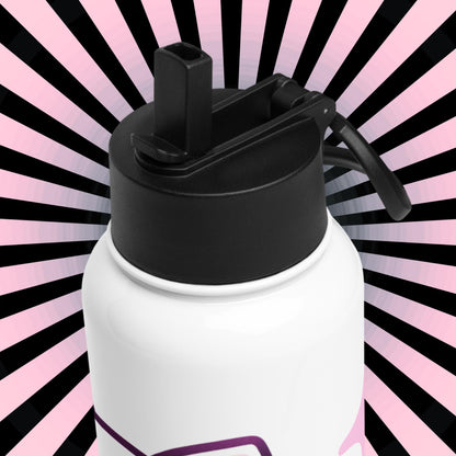 Creepy Cute Skeleton Weirdcore Pastel Grunge Kitty Cat Tumbler Stainless Steel Water Bottle with Straw & Lid