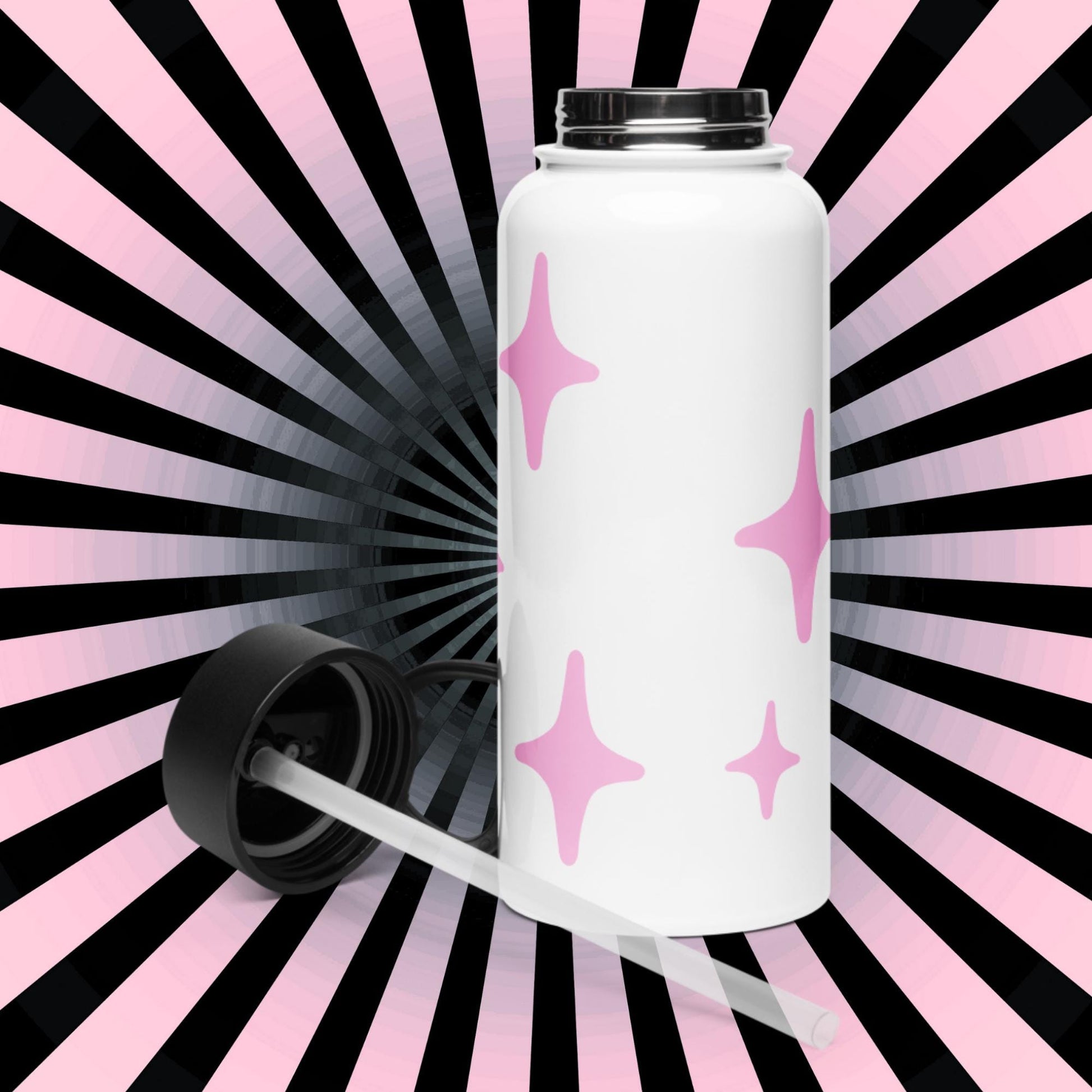 Creepy Cute Skeleton Weirdcore Pastel Grunge Kitty Cat Tumbler Stainless Steel Water Bottle with Straw & Lid