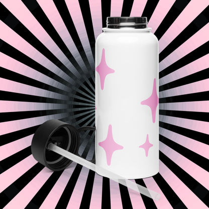 Creepy Cute Skeleton Weirdcore Pastel Grunge Kitty Cat Tumbler Stainless Steel Water Bottle with Straw & Lid