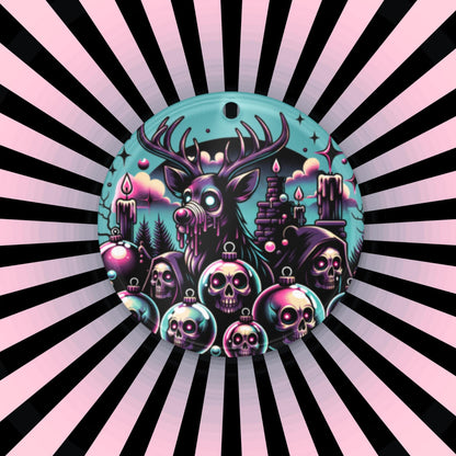 Spooky Skulls Cute Horror Holiday Christmas Haunted Reindeer Weirdcore Goth Grunge Acrylic Xmas Ornament