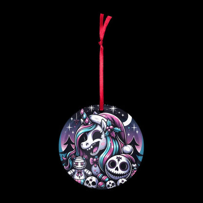 Horror Christmas Nightmare Unicorn Weirdcore Goth Grunge Acrylic Ornament