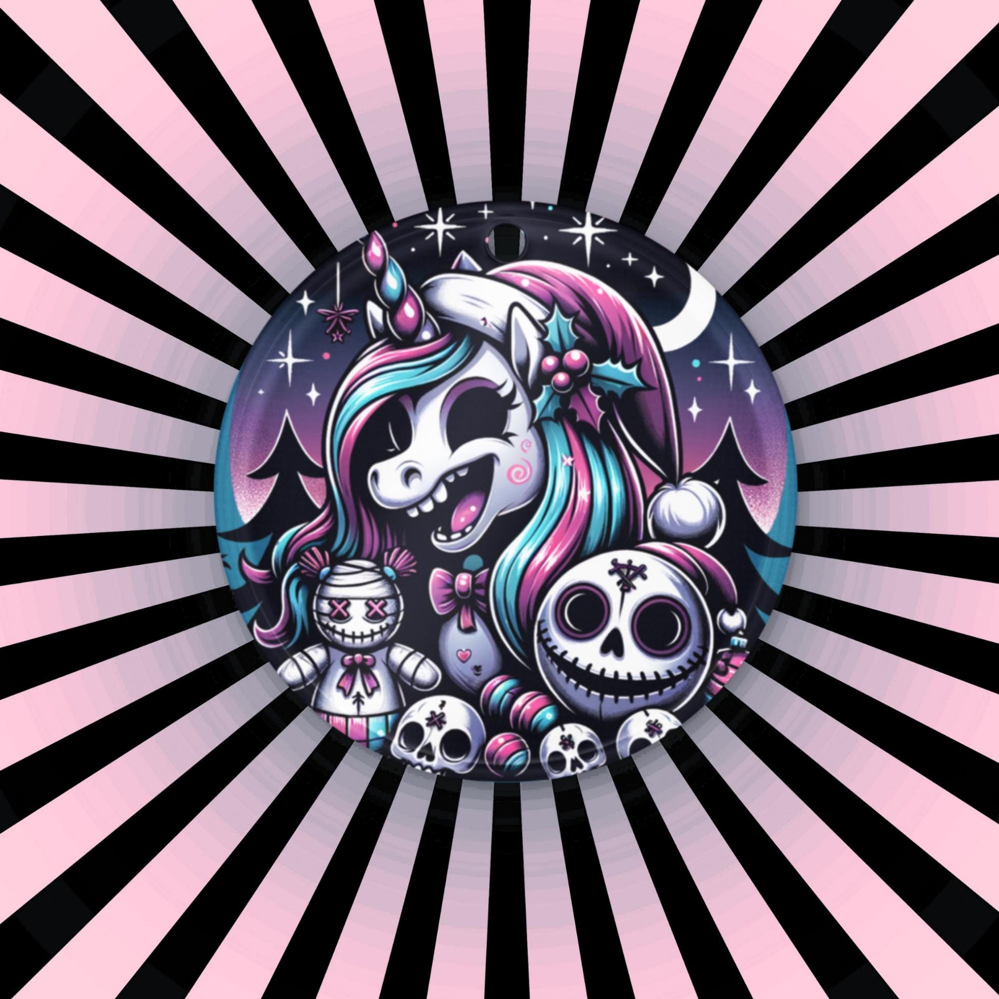 Horror Christmas Nightmare Unicorn Weirdcore Goth Grunge Acrylic Ornament