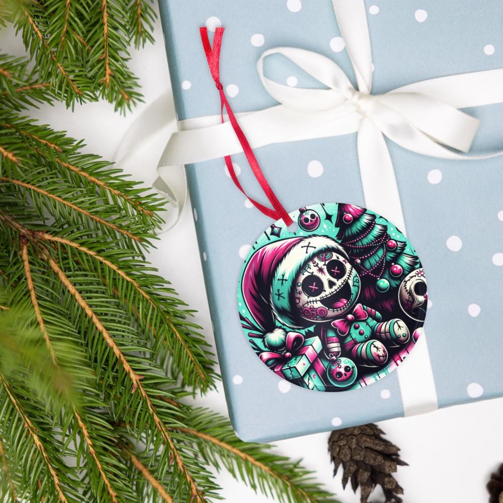 Cute Horror Holiday Christmas Nightmare Haunted Voodoo Doll Weirdcore Goth Grunge Acrylic Xmas Ornament