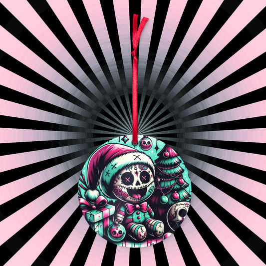 Cute Horror Holiday Christmas Nightmare Haunted Voodoo Doll Weirdcore Goth Grunge Acrylic Xmas Ornament