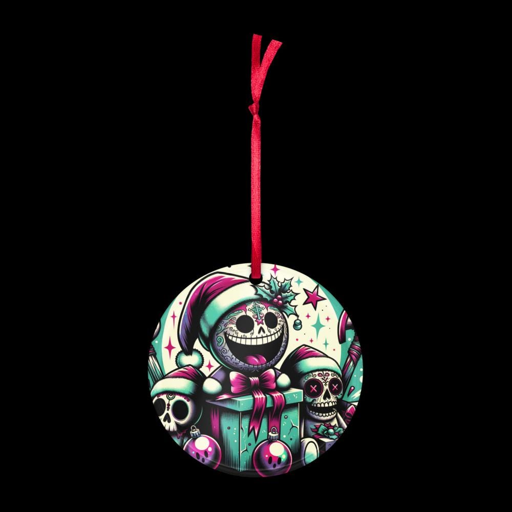 Cute Horror Holiday Christmas Haunted Voodoo Doll Weirdcore Goth Grunge Acrylic Xmas Ornament