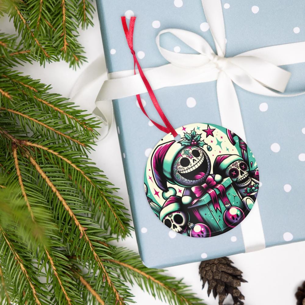 Cute Horror Holiday Christmas Haunted Voodoo Doll Weirdcore Goth Grunge Acrylic Xmas Ornament