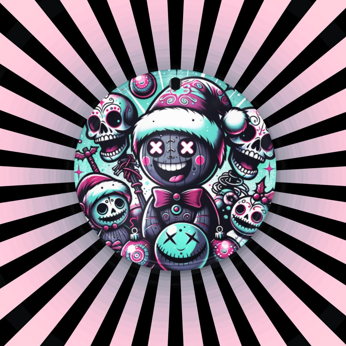 Spooky Sugar Skulls Cute Horror Holiday Christmas Haunted Voodoo Doll Weirdcore Goth Grunge Acrylic Xmas Ornament