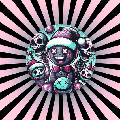 Spooky Sugar Skulls Cute Horror Holiday Christmas Haunted Voodoo Doll Weirdcore Goth Grunge Acrylic Xmas Ornament